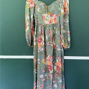 Floral Green Maxi Dress